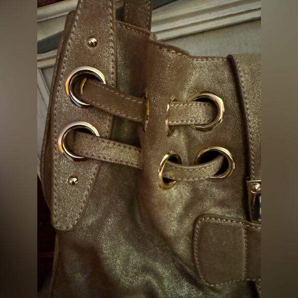 Vintage Jimmy Choo Brushed Gold Suede Ramona Tote Bag 2010 - Picture 4 of 16